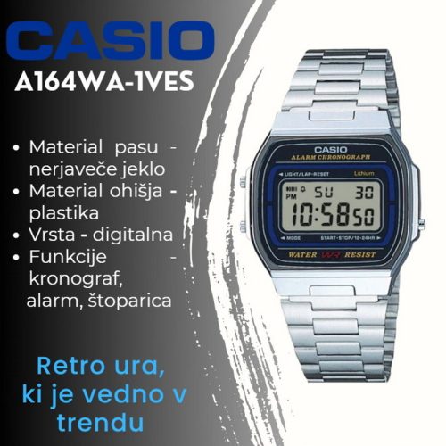 Ročna ura CASIO A164WA-1VES - slika 4